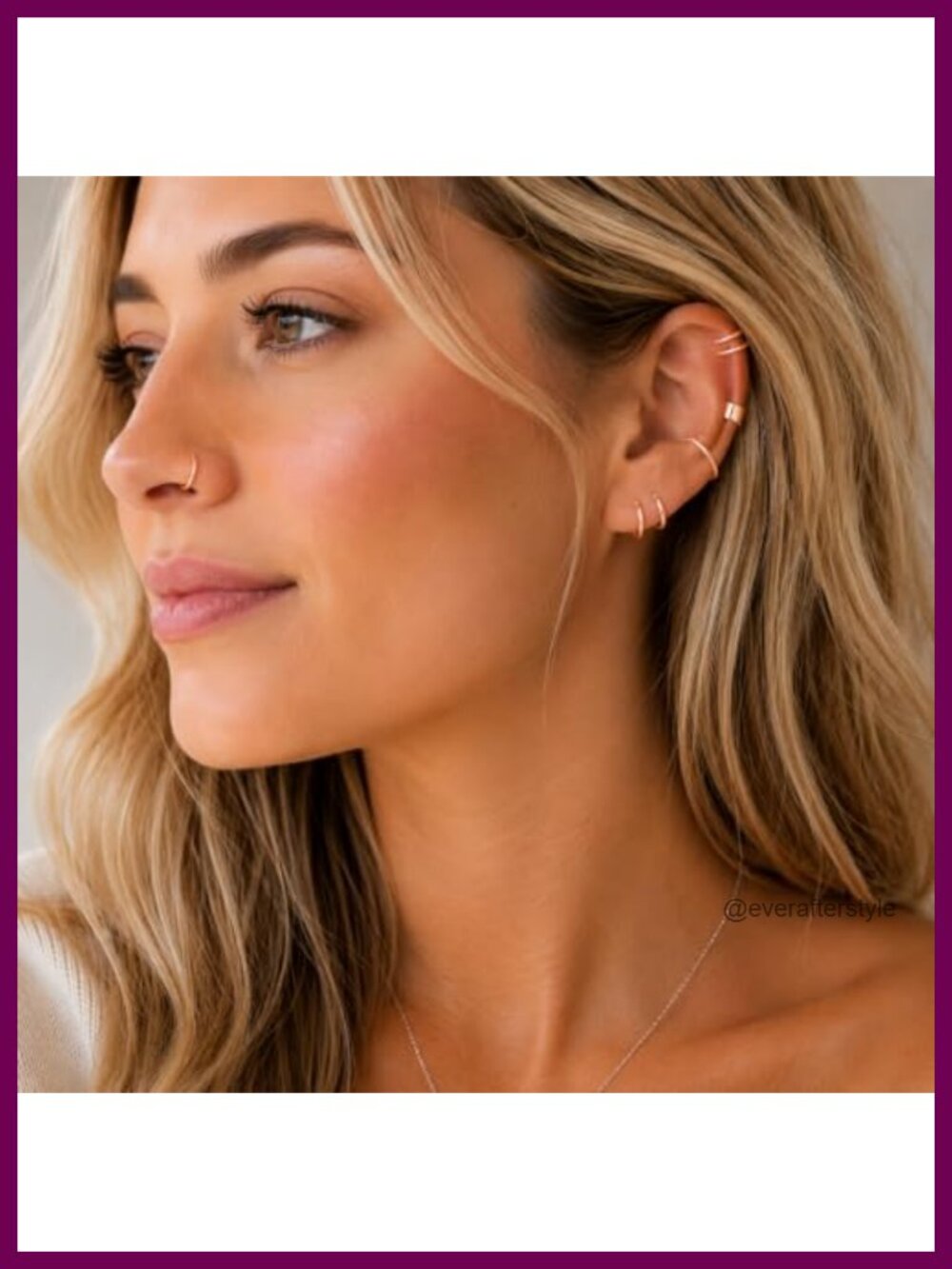 14k Rose Gold Filled Double Hoop Earrings Single Piercing Twist Illusion 8mm 19g - Picture 3 of 6